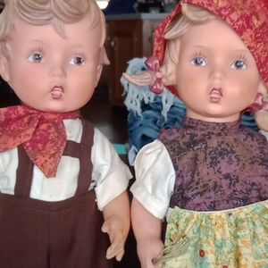 Set of Goebel boy and girl dolls . Vintage dolls boy and girl